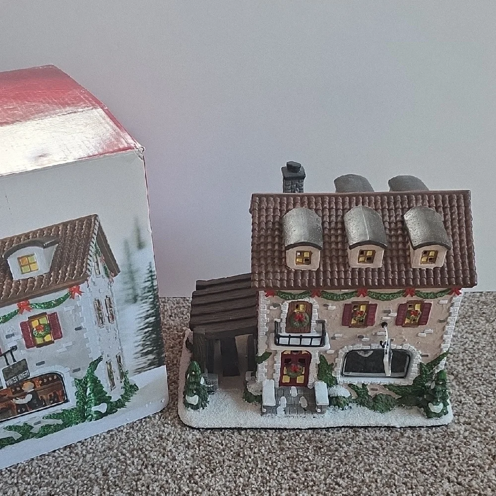St. Nicholas Square Winter Winery - Festive Village House with Brown Roof